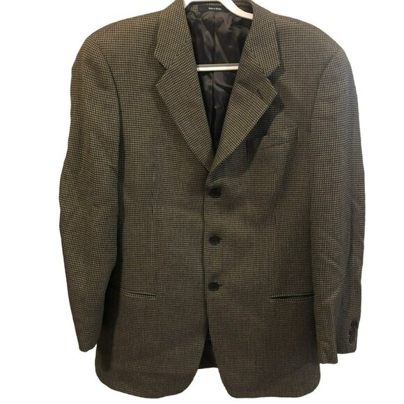 MANI Men's Houndstooth Wool Blazer Jacket Size 43R Sport Coat - Picture 1 of 9